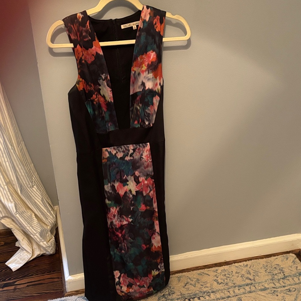 RACHEL Rachel Roy Black Dress with Multicolor Floral Accents